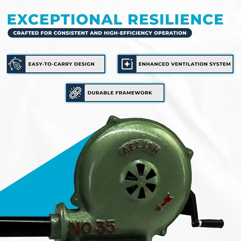 Soplador de forja de herrería de manivela manual, para herrero herrero carbón forja fogata Foto 4 de 4