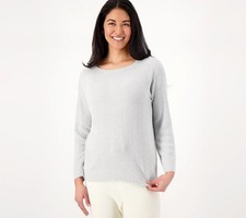 Barefoot Dreams CozyChic Lite Ribbed Sleeve Pullover Sweatshirt Ocean M New