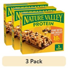 Peanut Butter Dark Chocolate Protein Chewy Snack Bars 5 Bars 7.1 oz Pack of 3