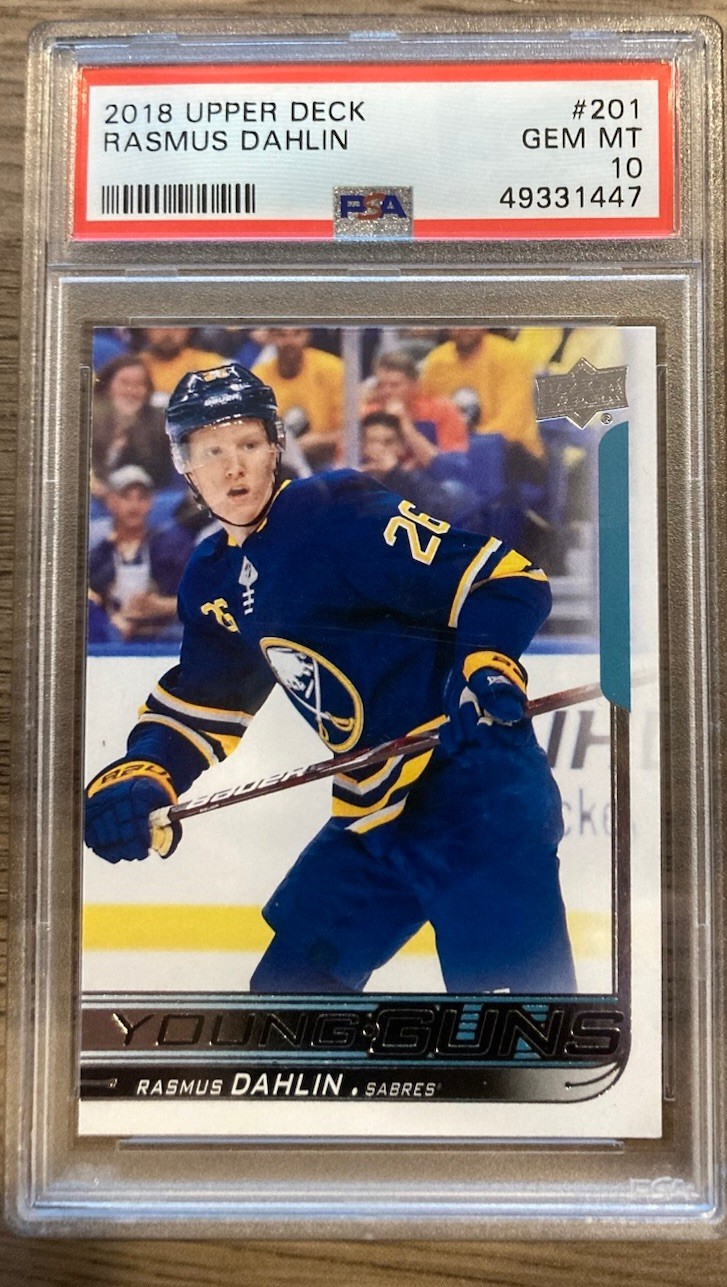 Rasmus Dahlin 2018 Upper Deck Young Guns #201 Rookie Card PSA 10 Sabres