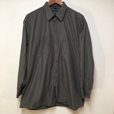 Stafford Mens Dress Shirt 17 34/35 Relaxed Fit Gray 100 Cotton Button Up Preppy