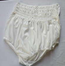 6 Plus Underwear Nylon Granny Panties Woman Light Silky Soft Waist 42"-50"White