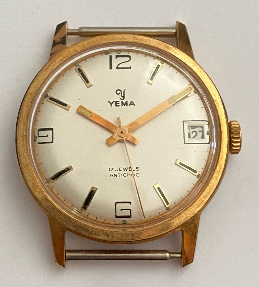 Pièce horlogerie boîtier Yema en plaqué or 32.9mm pour montre mécanique vintage 1970