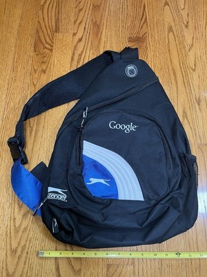 GOOGLE Logo Bag Sling Backpack Black Blue Crossbody Shoulder Slazenger Sport