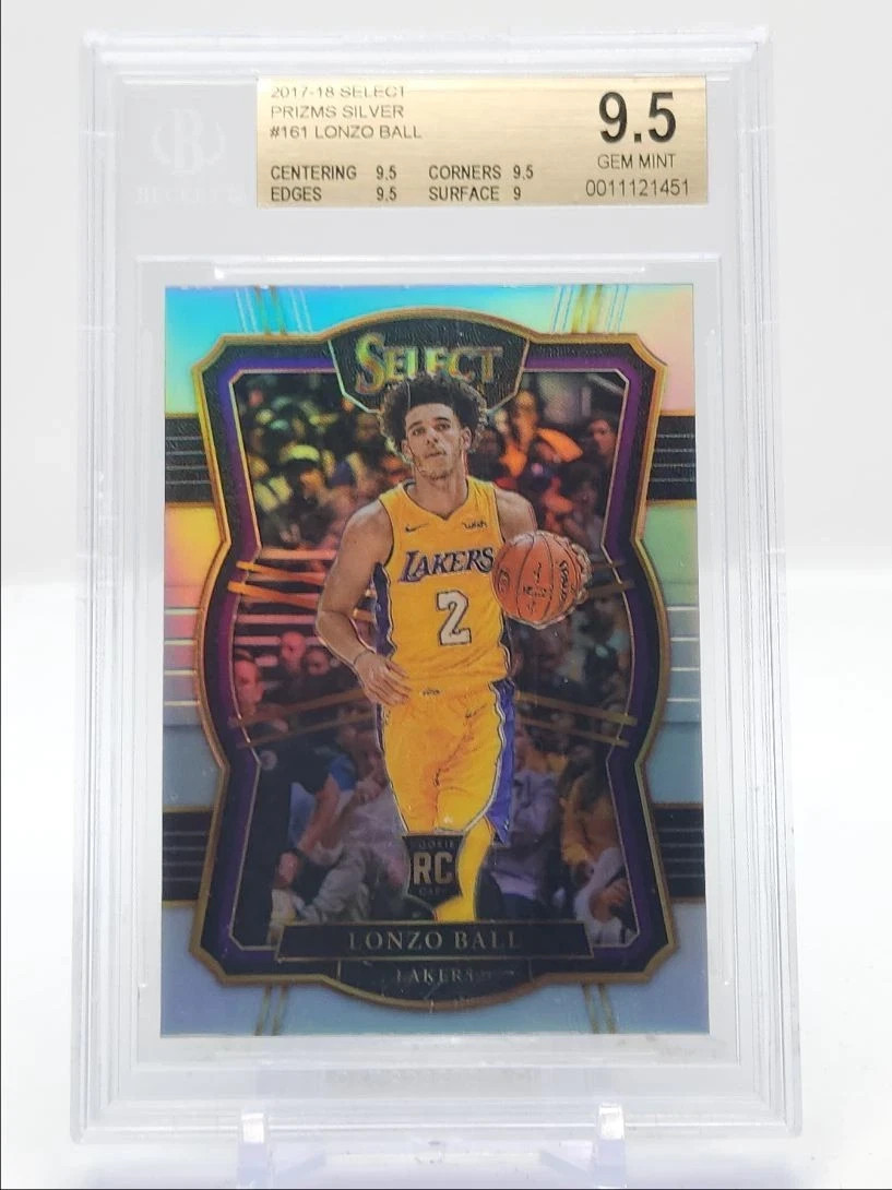 LONZO BALL 2017-18 SELECT PREMIER LEVEL ROOKIE SILVER PRIZM RC BGS 9.5 Q5352