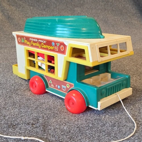 Fisher-Price Little People Play Family Camper with Boat & Figures (Vintage-1972)