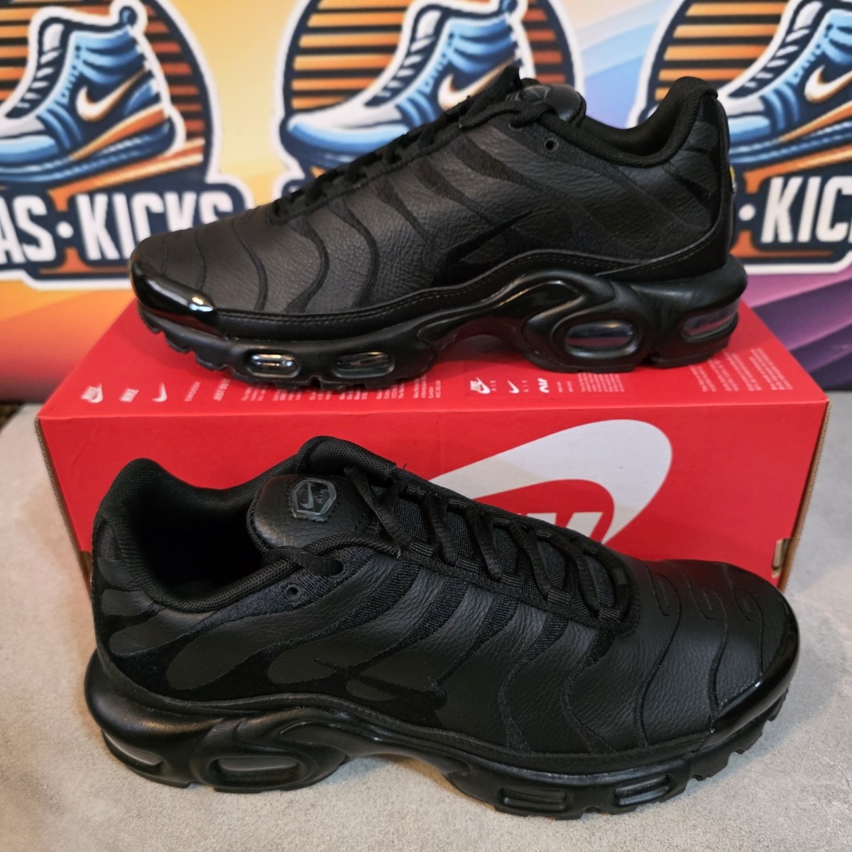 Nike Air Max Plus TN Triple Black Mens Womens Trainers Size UK
