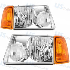 Chrome Pair Driver Passenger Sides Headlights Assembly For 2001-2011 Ford Ranger