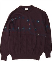 FISCHER Mens Crew Neck Jumper Sweater IT 52 Large Purple Geometric DR83
