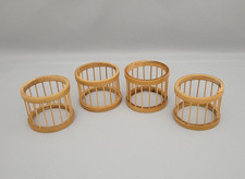Vtg MCM Mid Century Modern Boho Set of 4 Wood Wooden Round Napkin Ring Holders