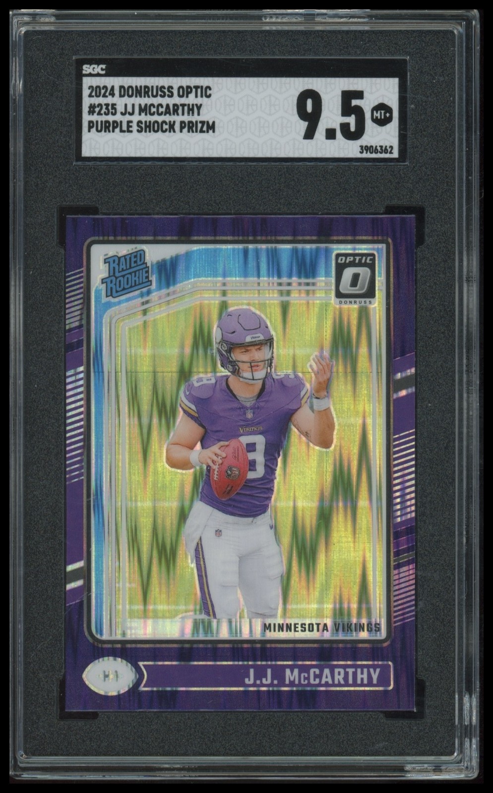 2024 Donruss Optic #235 J.J. McCarthy Purple Shock SGC 9.5