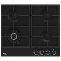Beko HIAW164225SB 58cm Built In Gas Hob Black 4 Burner Cast Iron Enamel Support