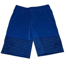 NWOT Under Armour flat front  blue  black loose fit heatgear shorts boys size  8