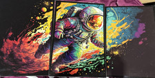 Set of 3 Astronaut Space Wall Art Prints 17x12 Multicolor Vertical Decor Vibrant