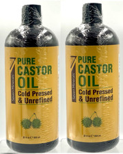 2x Pure Castor Oil, Cold Pressed  Unrefined, Unscented, 32oz each exp 04/27
