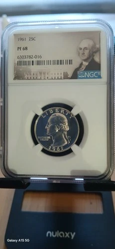 1961 NGC PF68 Washington Quarter 25c Proof Silver Coin with Great Eye Appeal