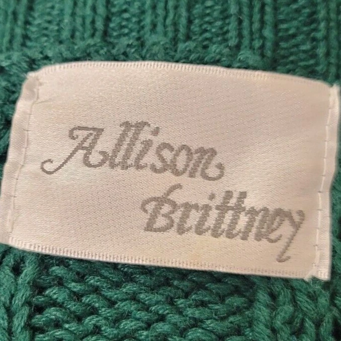 Suéter tejido con cable Allison Brittney para mujer Academia tenis preparación talla M verde de colección Foto 3 de 4
