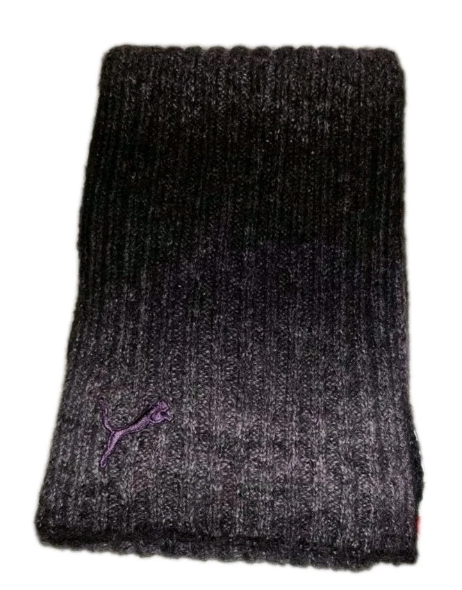 Puma Adult Sloane Knit Ribbed Scarf Shadow Purple 76" X 9"Ombre With Logo New