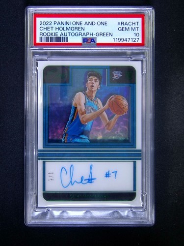 1/5 ≈1/1 2022-23 Panini One And One Chet Holmgren RC Auto Green PSA 10 POP1