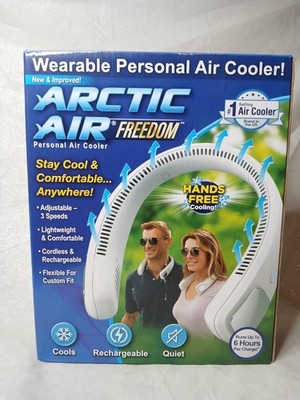 New in Box Arctic Air Freedom Personal Air Cooler - Portable 3-Speed Neck Fan