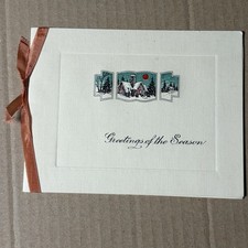 Vintage Elegant Greetings Of The Season Christmas Card Snowy Winter Cottage 