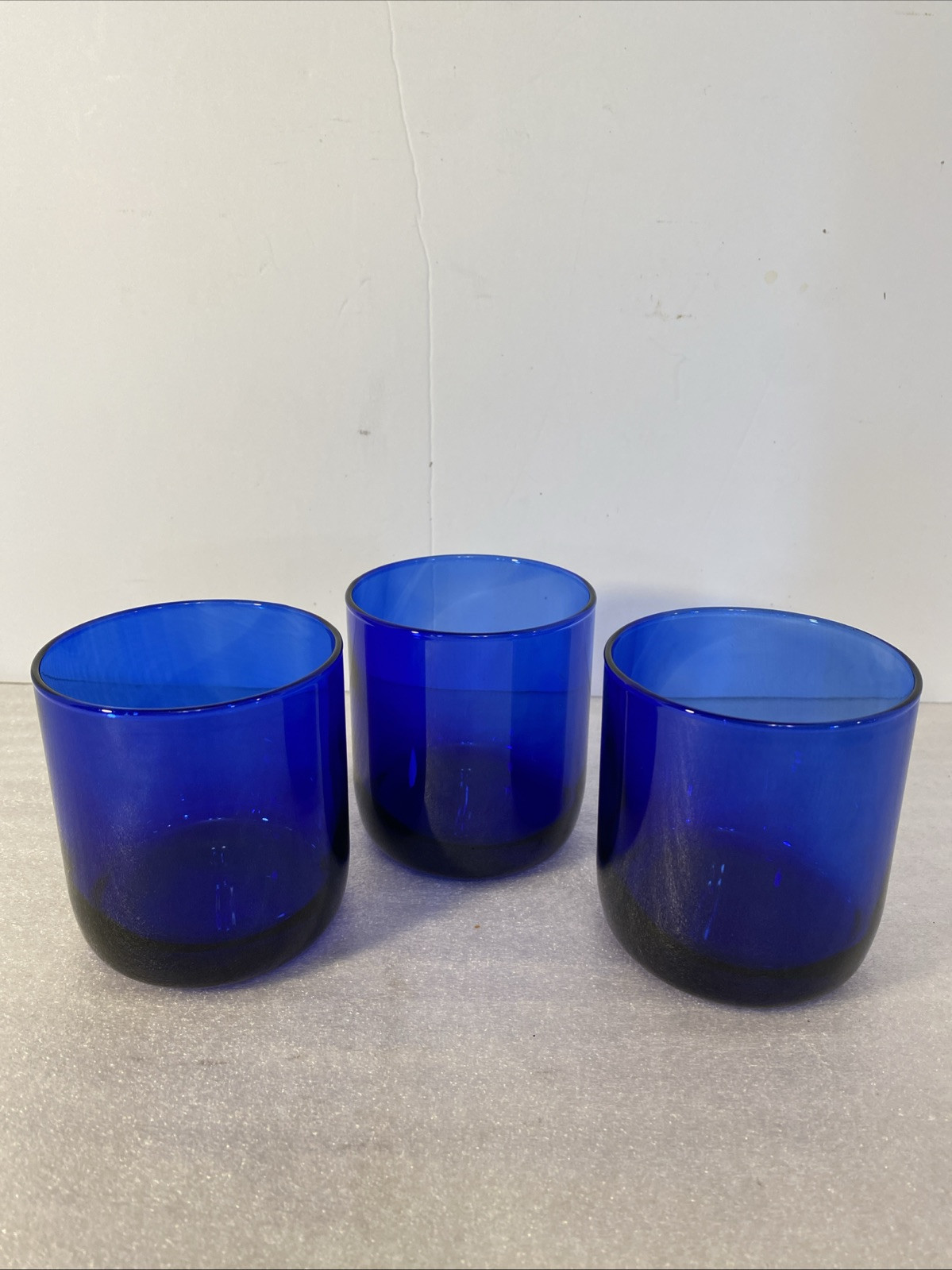 Vintage Libbey 8 oz Cobalt Blue Rock Glasses Set of 3