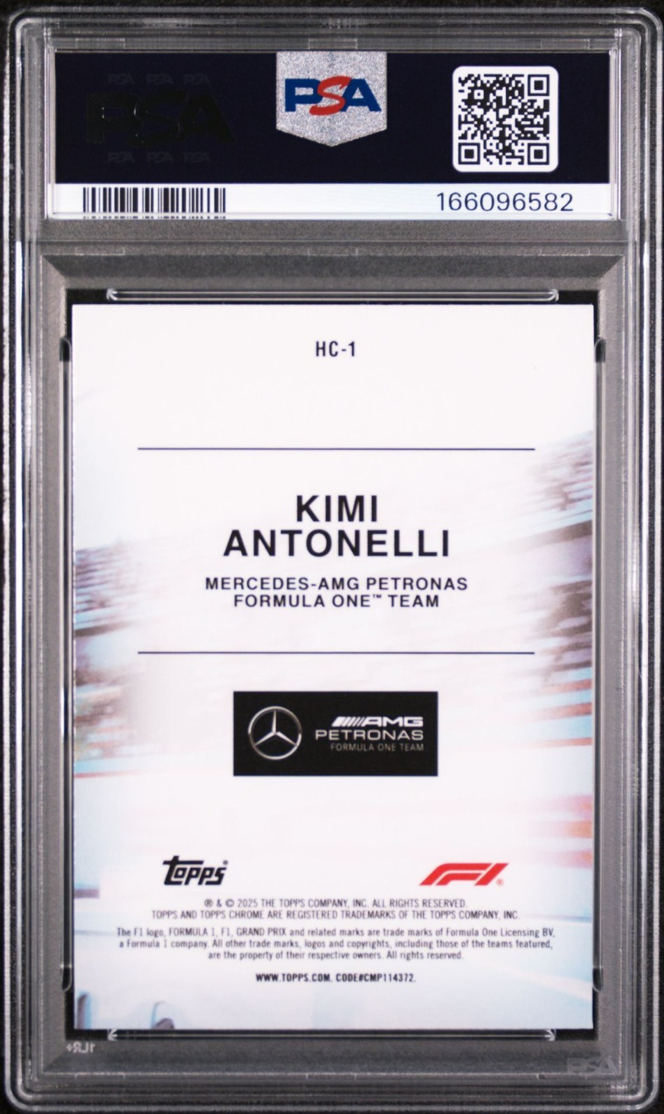 Kimi Antonelli 2025 Topps Chrome Formula 1 Helmet PSA 9 #HC-1 Rookie RC F1 view 2