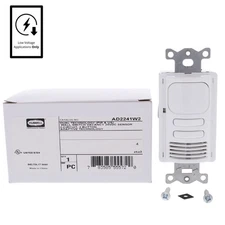 Hubbell White Vacancy Sensor Switch Low Voltage PIR/US 2-Circuit 24VDC AD2241W2