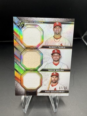 2024 Topps Triple Threads Pujols Molina Goldschmidt relic combo 2/36 Cardinals
