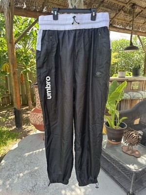 Umbro Mens Track Soccer Vintage Pants Black White Zip Athletic Large NWT $70