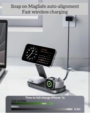 OXVARO 3-in-1 MagSafe Fast Qi Wireless Stand iPhone + 20W Wall Charger