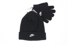 Nike Girls 2Pc Set Hat And Gloves Size 4-6X Black Shimmer Logo 3A2960 023