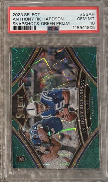 2023 Panini Select Premier Level Anthony Richardson Green Prizm #/5 (RC) PSA 10