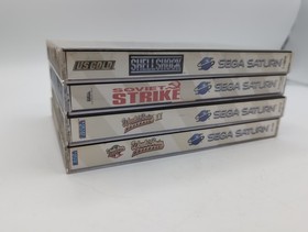 Sega Saturn Game Lot of 4 Soviet Strike Shellshock World Series Baseball 1 & 2