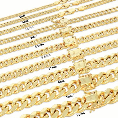 10K Yellow Gold 3mm-13mm Miami Cuban Link Necklace Chain or
