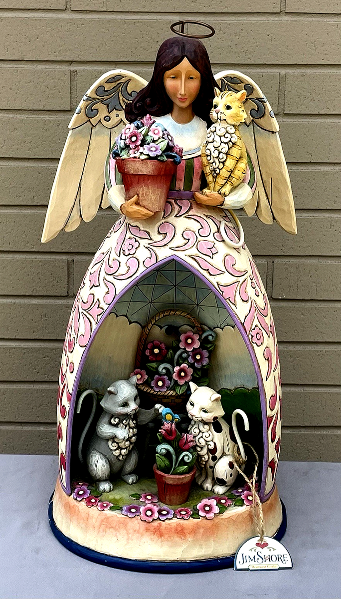 Jim Shore Heartwood Creek 18” Angel with Cats - Solar Lighted | eBay