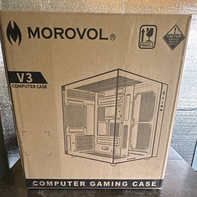 MOROVOL V3 MicroATX/MATX Tower Case Black Tempered Glass w/ Fan USB Audio
