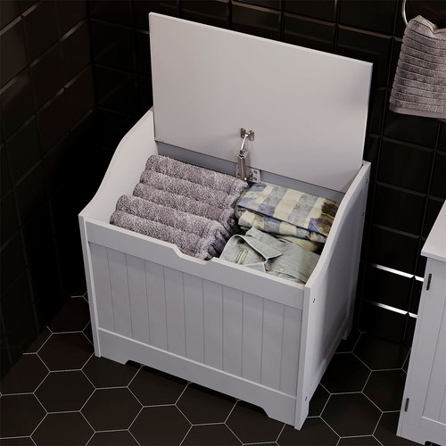 Modern Bathroom Laundry Chest Cabinet Storage Basket Clothes Bathroom Furniture - Picture 6 of 8