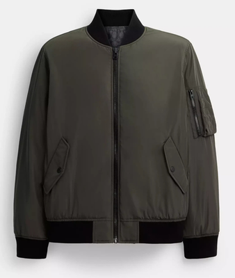 Coach Men's Olive/Charcoal Signature Reversible Ma-1 Jacket (CT734