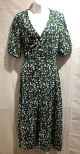 MISSGUIDED WOMENS GREEN FLORAL SHORT SLEEVE BUTTON UP DRESS SIZE: 10/38 (WD243)