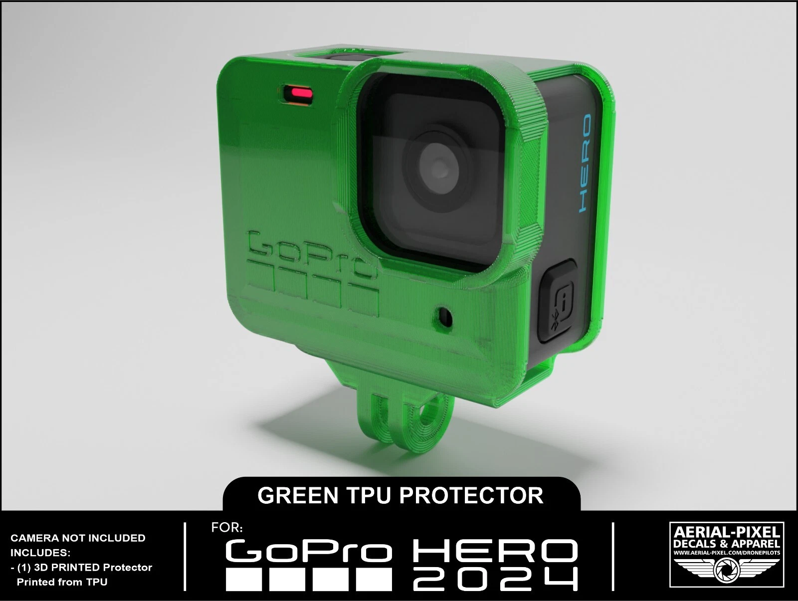 GoPro Hero 2024 TPU Protector Mount 3D Printed - 10 Colors GoPro Hero 2024 TPU Protector Mount 3D Printed - 10 Colors