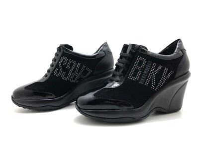 BIKKEMBERGS Damen Stiefel Gr. 40 Stiefeletten Schnürboots Halbstiefel Schwarz