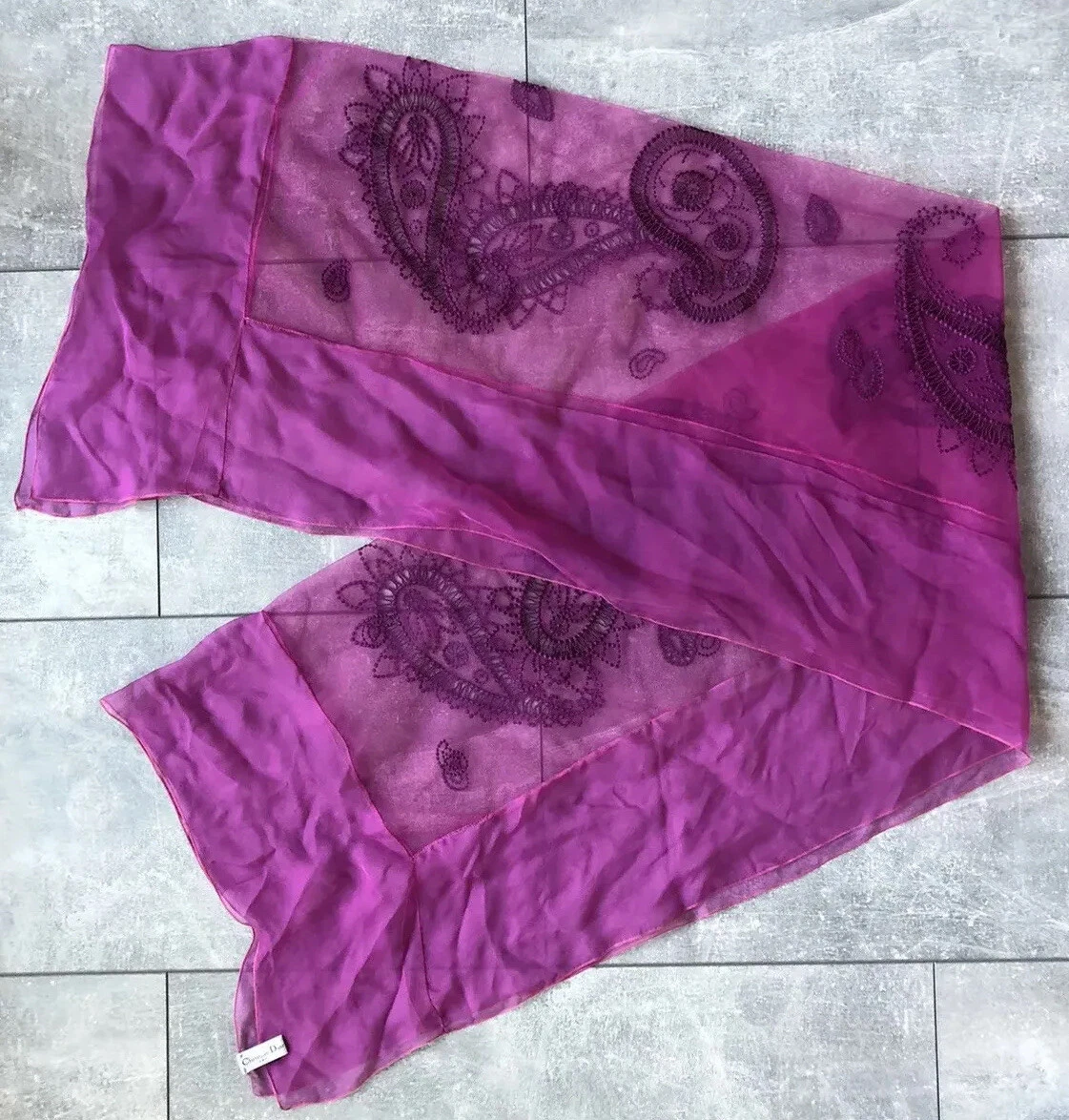 Christian Dior motif cachemire écharpe wrap Italie unique rare vintage