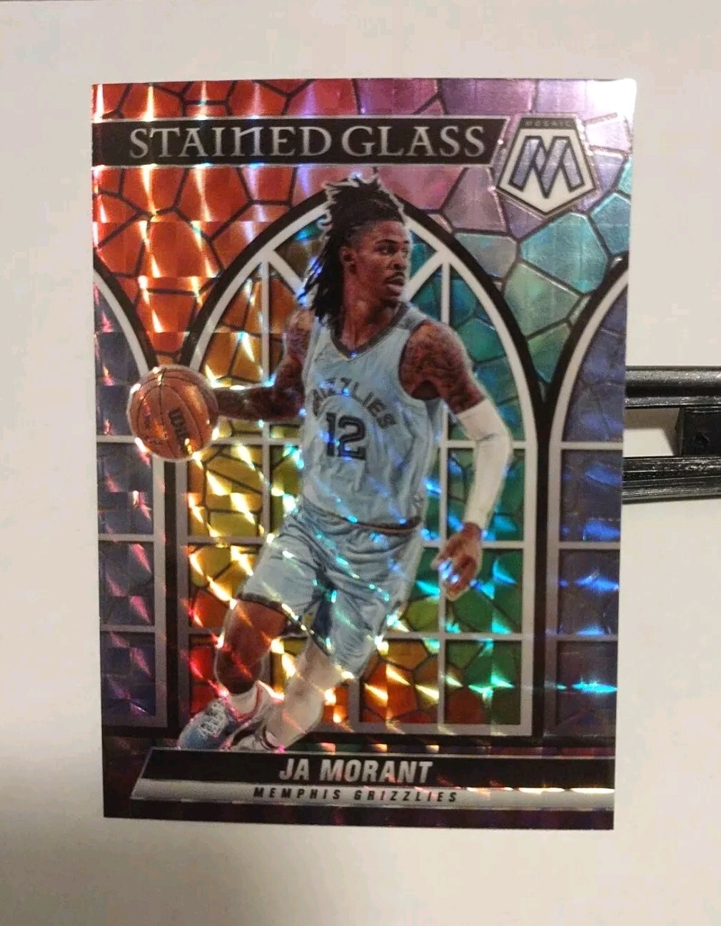2021-22 Panini Mosaic Ja Morant Stained Glass SSP Prizm #5 Memphis Grizzlies
