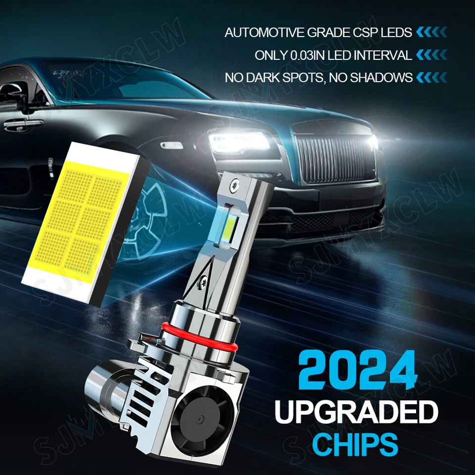 For Toyota Land Cruiser 1998-2007 LED Headlight High-Low Beam 9005 9006 Bulbs 4x - Image 4 of 4