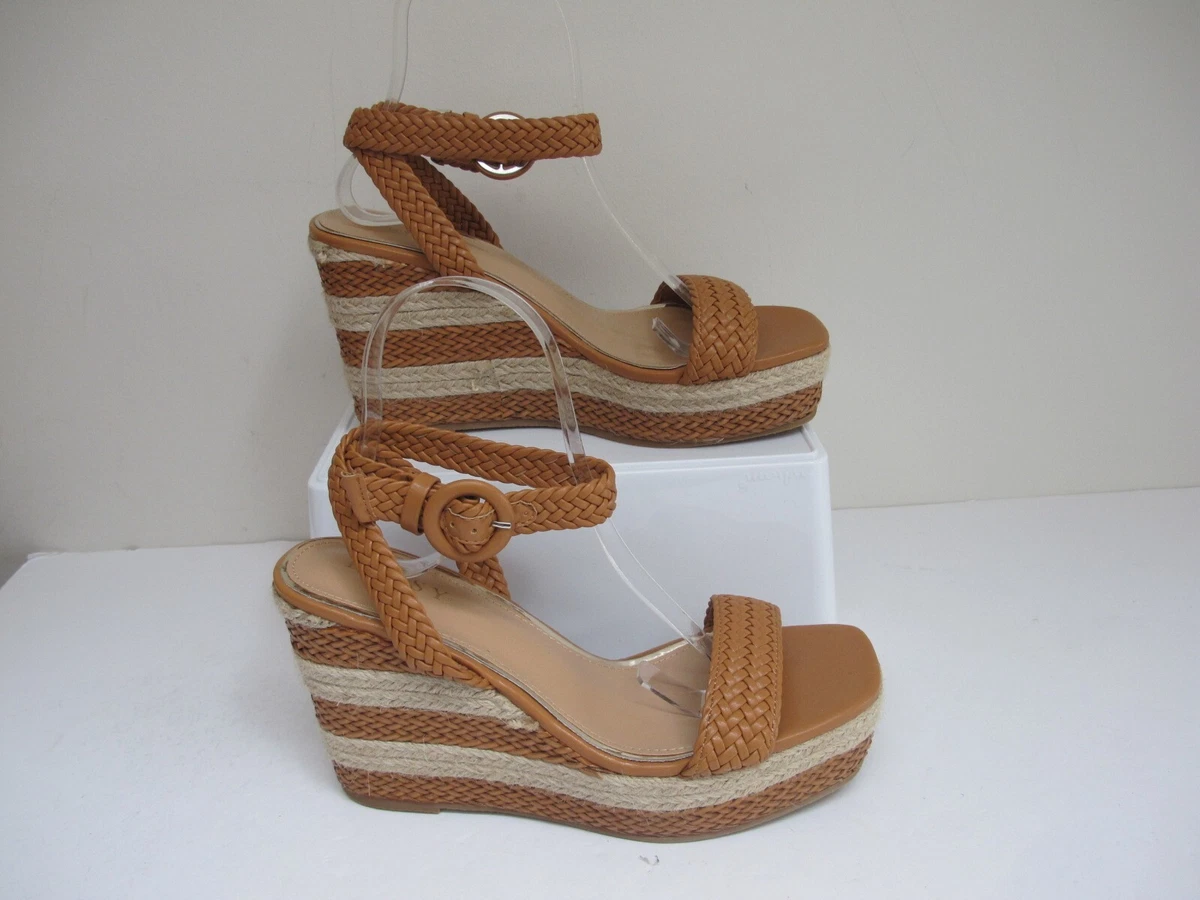 Size 6 LIPSY Brown Tan Sandals Wedge heel Ankle Strap VGC