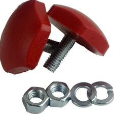 Red Bump Stops Pair Low Profile Polyurethane Pancake Universal Lowered Car Truck