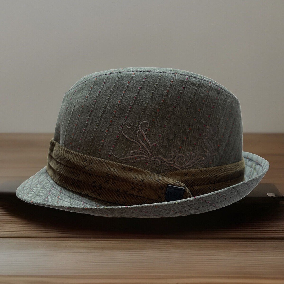 1333 Minna Goorin bros. Hat Fedora Green Vintage Embossed Design