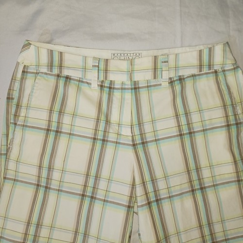 Manhattan Chino NYCO Shorts Women's Size 2 W30 Plaid Striped Chino White EUC - Picture 3 of 9