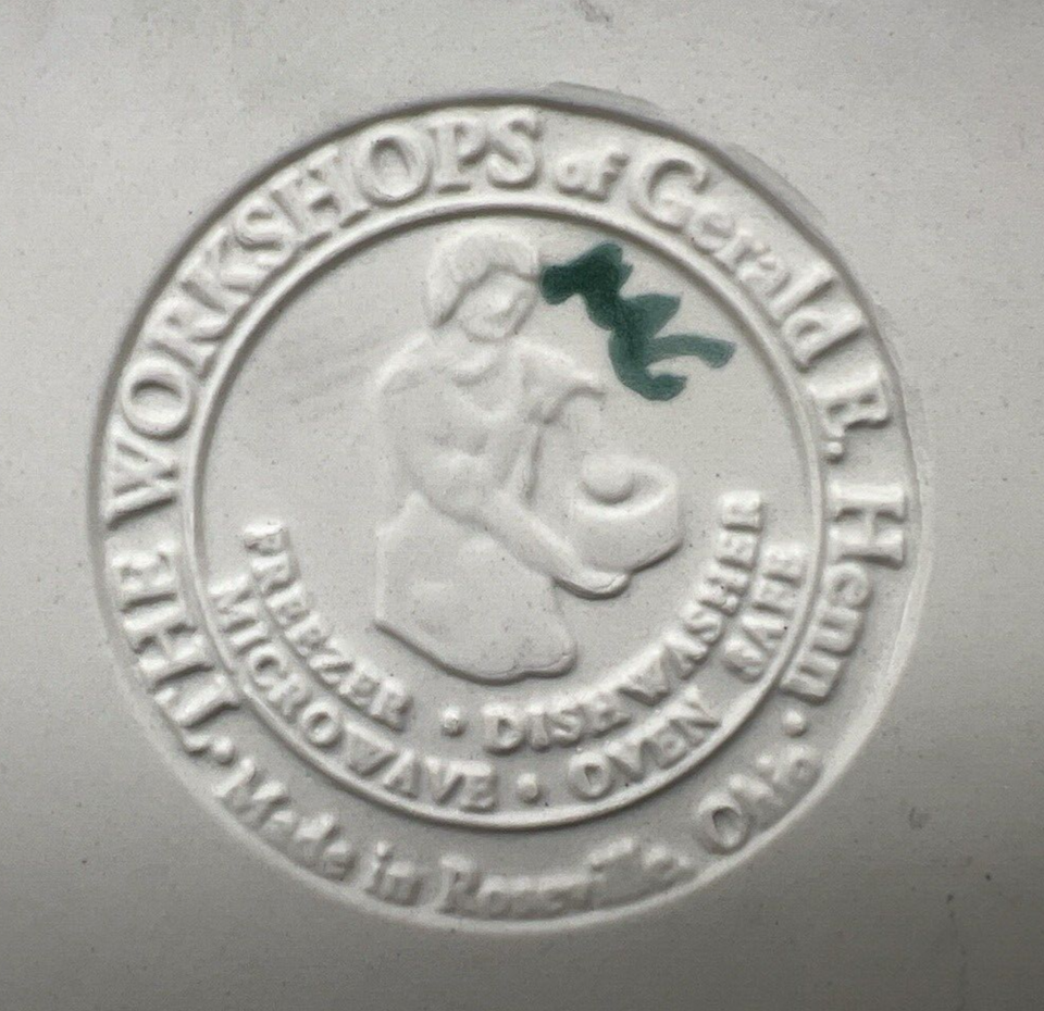 Vintage Roseville Pottery Green Spongeware Gerald Henn 9” Serving Bowl